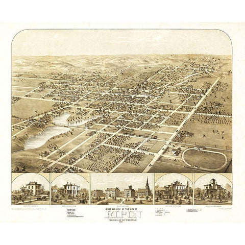 Ripon Wisconsin - Ruger 1867 White Modern Wood Framed Art Print by Ruger