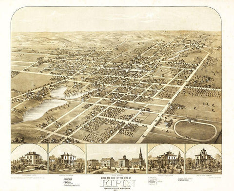 Ripon Wisconsin - Ruger 1867 White Modern Wood Framed Art Print with Double Matting by Ruger