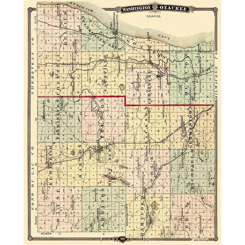 Washington Ozaukee Wisconsin Landowner Black Modern Wood Framed Art Print with Double Matting by Snyder