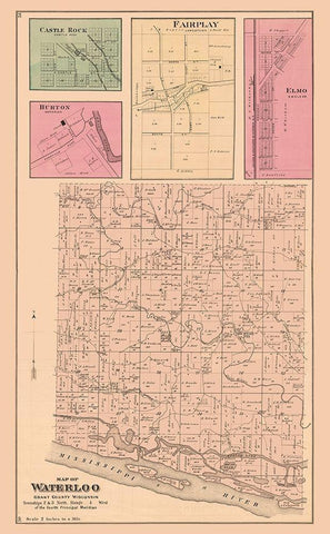 Waterloo Wisconsin - Foote 1877 White Modern Wood Framed Art Print with Double Matting by Foote