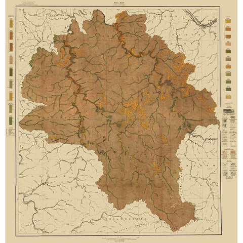 Boone West Virginia Soil 1913 - Hoen Gold Ornate Wood Framed Art Print with Double Matting by Hoen