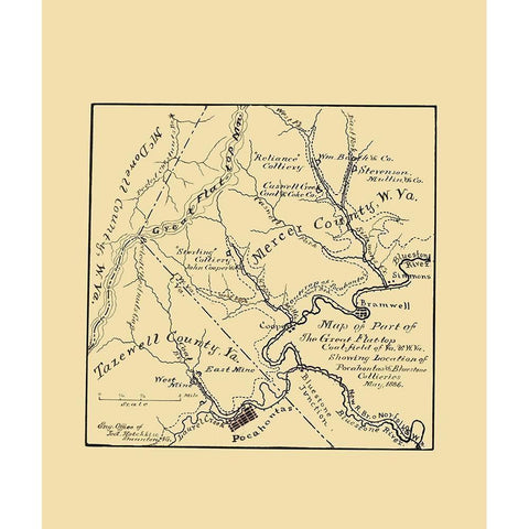 Flat Top Coal Field West Virginia - Hotchkiss 1886 Gold Ornate Wood Framed Art Print with Double Matting by Hotchkiss