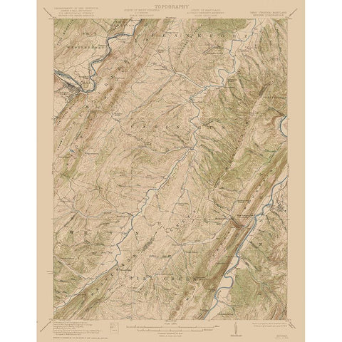 Keyser West Virginia Maryland Quad - USGS 1920 Gold Ornate Wood Framed Art Print with Double Matting by USGS