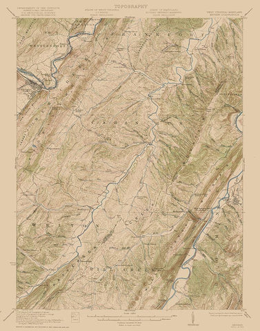 Keyser West Virginia Maryland Quad - USGS 1920 White Modern Wood Framed Art Print with Double Matting by USGS