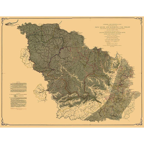 New River Kanawha Coal Fields West Virginia Black Modern Wood Framed Art Print with Double Matting by Peacock