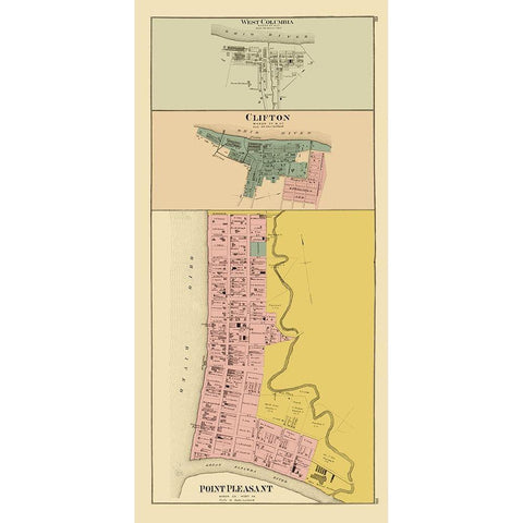 West Columbia Clifton Point Pleasant West Virginia Gold Ornate Wood Framed Art Print with Double Matting by Hayes