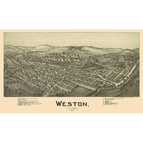 Weston West Virginia - Fowler 1900 Black Modern Wood Framed Art Print with Double Matting by Fowler