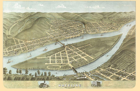 Wheeling West Virginia - Ruger 1870 Black Ornate Wood Framed Art Print with Double Matting by Ruger