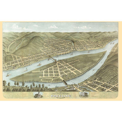 Wheeling West Virginia - Ruger 1870 Gold Ornate Wood Framed Art Print with Double Matting by Ruger