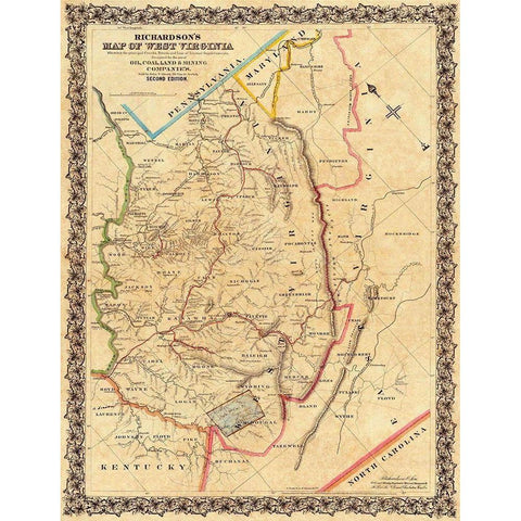 West Virginia - Richardson 1864 White Modern Wood Framed Art Print by Richardson