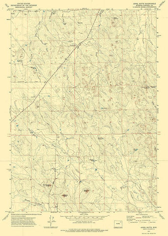 Appel Butte Wyoming Quad - USGS 1971 White Modern Wood Framed Art Print with Double Matting by USGS