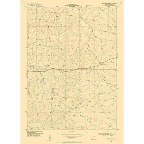 Artesian Draw Wyoming Quad - USGS 1954 Black Modern Wood Framed Art Print with Double Matting by USGS