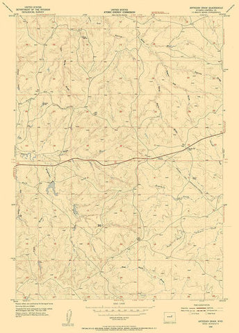 Artesian Draw Wyoming Quad - USGS 1954 White Modern Wood Framed Art Print with Double Matting by USGS