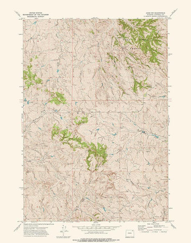 North West Adon Wyoming Quad - USGS 1972 White Modern Wood Framed Art Print with Double Matting by USGS