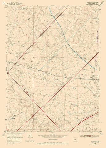 Arminto Wyoming Quad - USGS 1952 Black Ornate Wood Framed Art Print with Double Matting by USGS
