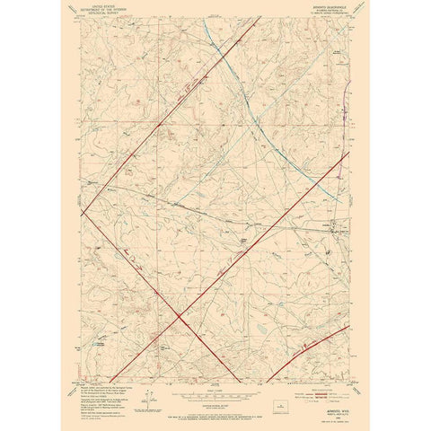 Arminto Wyoming Quad - USGS 1952 White Modern Wood Framed Art Print by USGS