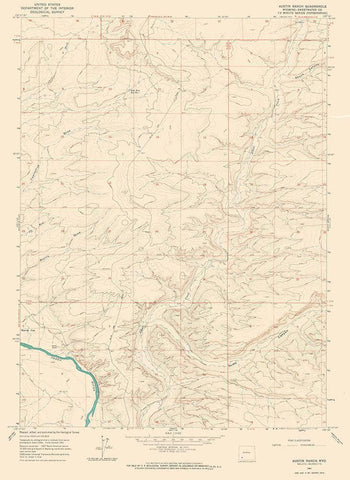 Austin Ranch Wyoming Quad - USGS 1961 White Modern Wood Framed Art Print with Double Matting by USGS