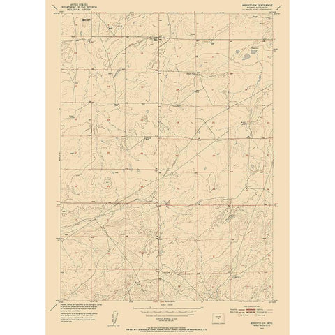 Arminto Wyoming Quad - USGS 1952 Gold Ornate Wood Framed Art Print with Double Matting by USGS