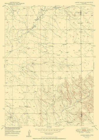 Amend Ranch Wyoming Quad - USGS 1950 White Modern Wood Framed Art Print with Double Matting by USGS