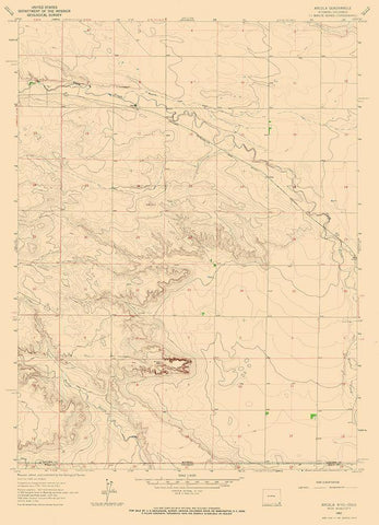Arcola Wyoming Quad - USGS 1963 Black Ornate Wood Framed Art Print with Double Matting by USGS