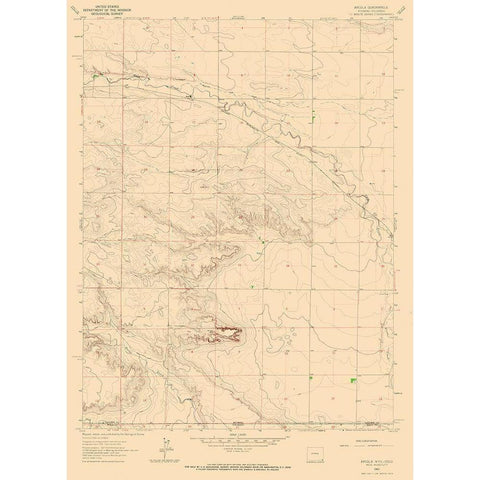Arcola Wyoming Quad - USGS 1963 Gold Ornate Wood Framed Art Print with Double Matting by USGS