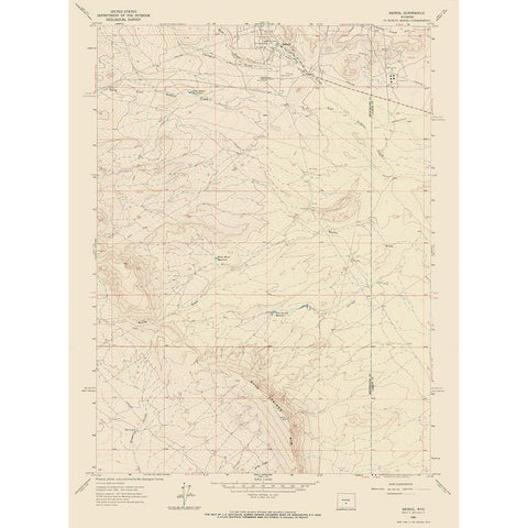Bairoil Wyoming Quad - USGS 1961 White Modern Wood Framed Art Print by USGS