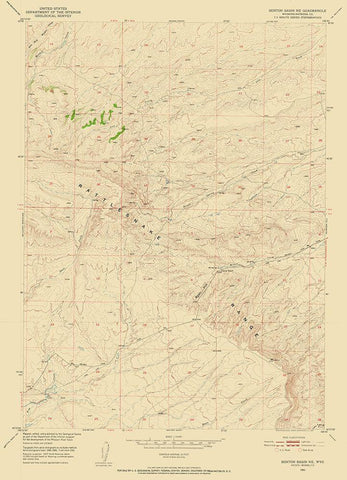 North East Benton Basin Wyoming Quad - USGS 1951 White Modern Wood Framed Art Print with Double Matting by USGS