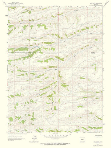 Bell Butte Wyoming Quad - USGS 1962 Black Ornate Wood Framed Art Print with Double Matting by USGS