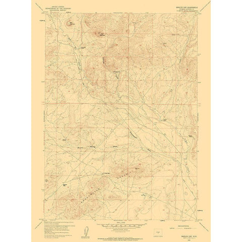 Barlow Gap Wyoming Quad - USGS 1959 Black Modern Wood Framed Art Print by USGS
