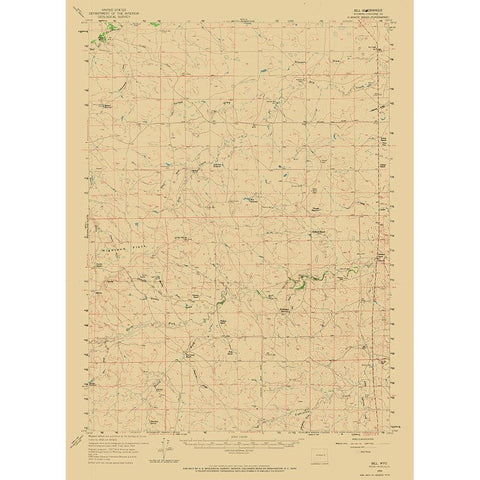 Bill Wyoming Quad - USGS 1959 Gold Ornate Wood Framed Art Print with Double Matting by USGS