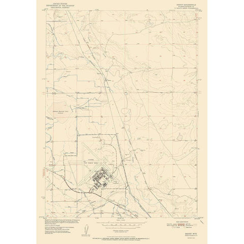 Bishop Wyoming Quad - USGS 1952 Black Modern Wood Framed Art Print by USGS