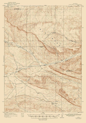 Blue Mesa Wyoming Quad - USGS 1916 Black Ornate Wood Framed Art Print with Double Matting by USGS