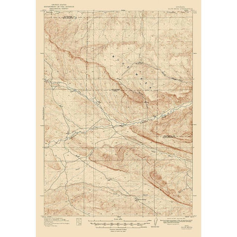 Blue Mesa Wyoming Quad - USGS 1916 Black Modern Wood Framed Art Print with Double Matting by USGS