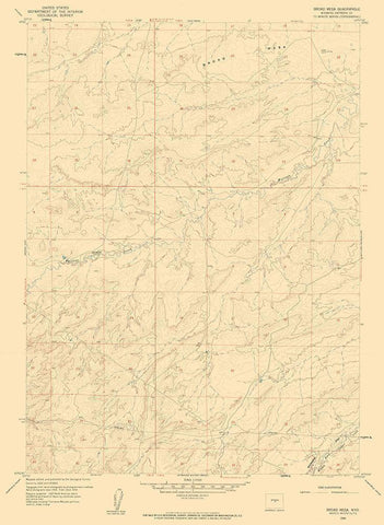 Broad Mesa Wyoming Quad - USGS 1959 White Modern Wood Framed Art Print with Double Matting by USGS