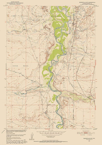Bonneville Wyoming Quad - USGS 1950 White Modern Wood Framed Art Print with Double Matting by USGS