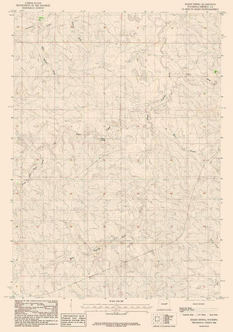 Baker Spring Wyoming Quad - USGS 1984 White Modern Wood Framed Art Print with Double Matting by USGS