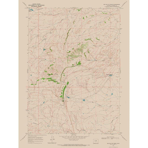 Big Sulfur Draw Wyoming Quad - USGS 1968 Gold Ornate Wood Framed Art Print with Double Matting by USGS
