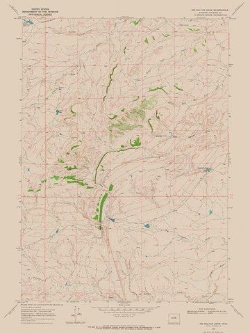 Big Sulfur Draw Wyoming Quad - USGS 1968 White Modern Wood Framed Art Print with Double Matting by USGS