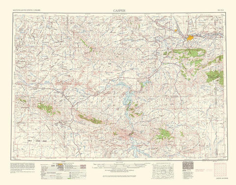 Casper Wyoming Quad - USGS 1962 White Modern Wood Framed Art Print with Double Matting by USGS