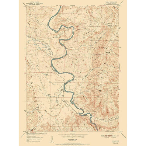 Cassa Wyoming Quad - USGS 1952 Black Modern Wood Framed Art Print with Double Matting by USGS
