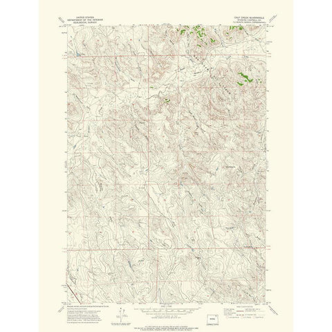 Calf Creek Wyoming Quad - USGS 1971 Black Modern Wood Framed Art Print by USGS