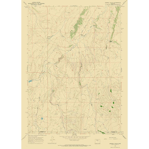 Cornell Gulch Wyoming Quad - USGS 1967 Gold Ornate Wood Framed Art Print with Double Matting by USGS