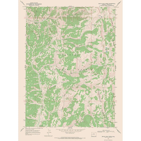Devils Hole Creek Wyoming Quad - USGS 1967 Black Modern Wood Framed Art Print by USGS