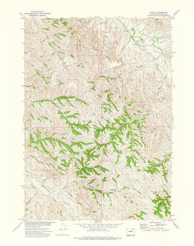 Echeta Wyoming Quad - USGS 1972 White Modern Wood Framed Art Print with Double Matting by USGS