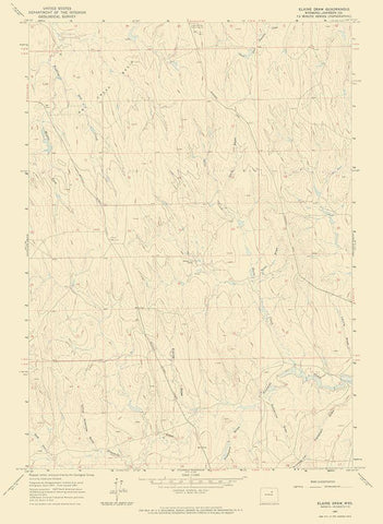 Elaine Draw Wyoming Quad - USGS 1961 White Modern Wood Framed Art Print with Double Matting by USGS