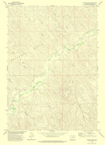 Floate Draw Wyoming Quad - USGS 1972 White Modern Wood Framed Art Print with Double Matting by USGS