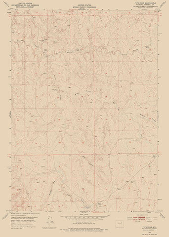 Fats Draw Wyoming Quad - USGS 1953 White Modern Wood Framed Art Print with Double Matting by USGS