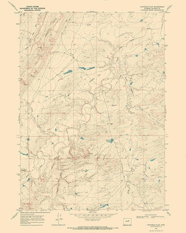 Fiftymile Flat Wyoming Quad - USGS 1968 White Modern Wood Framed Art Print with Double Matting by USGS