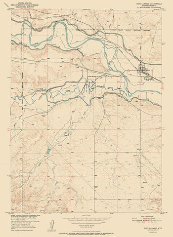 Fort Laramie Wyoming Quad - USGS 1952 Black Ornate Wood Framed Art Print with Double Matting by USGS