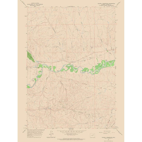 Figure 8 Reservoir Wyoming Quad - USGS 1961 White Modern Wood Framed Art Print by USGS